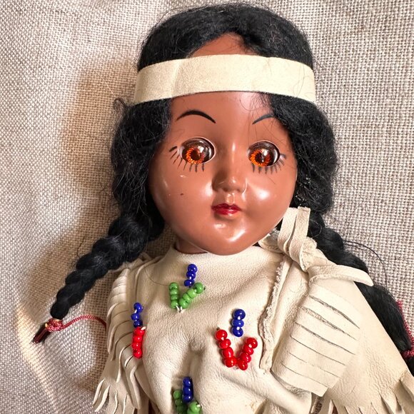 2 Vintage Celluloid Sleepy Eye Ethnic Dolls - Native American - African American - Picture 12 of 13